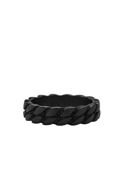 Curb Chain Band Ring in Black Titanium